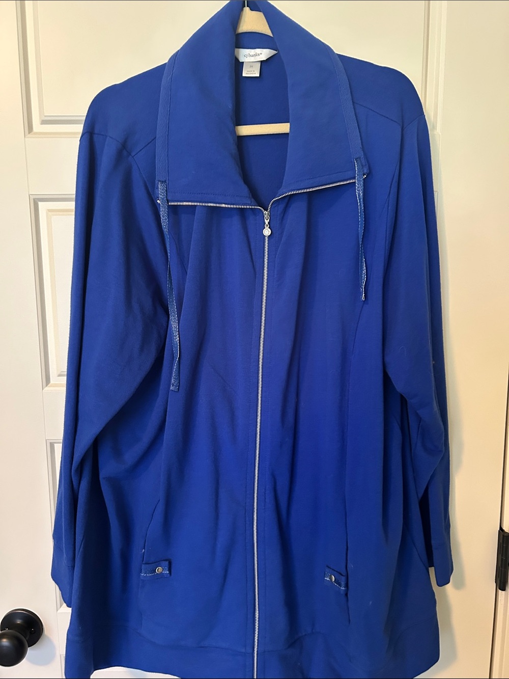 CJ Banks Royal Blue Full‑Zip Bomber Jacket